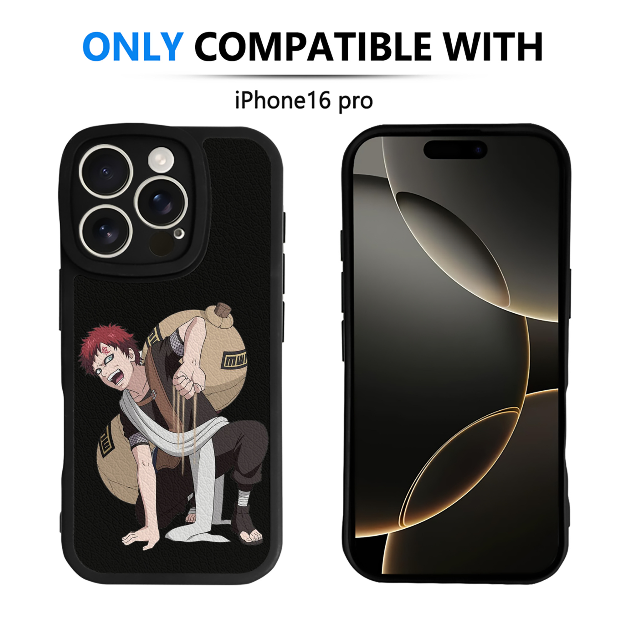 （画像用） NARUTO -ナルト- ガアラ Gaara 【iPhone 16シリーズ対応】シリコンスマホケース（レザー調） 材質：シリコン